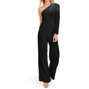 NWOT - Calvin Klein Black Bling One-Shoulder Jumpsuit